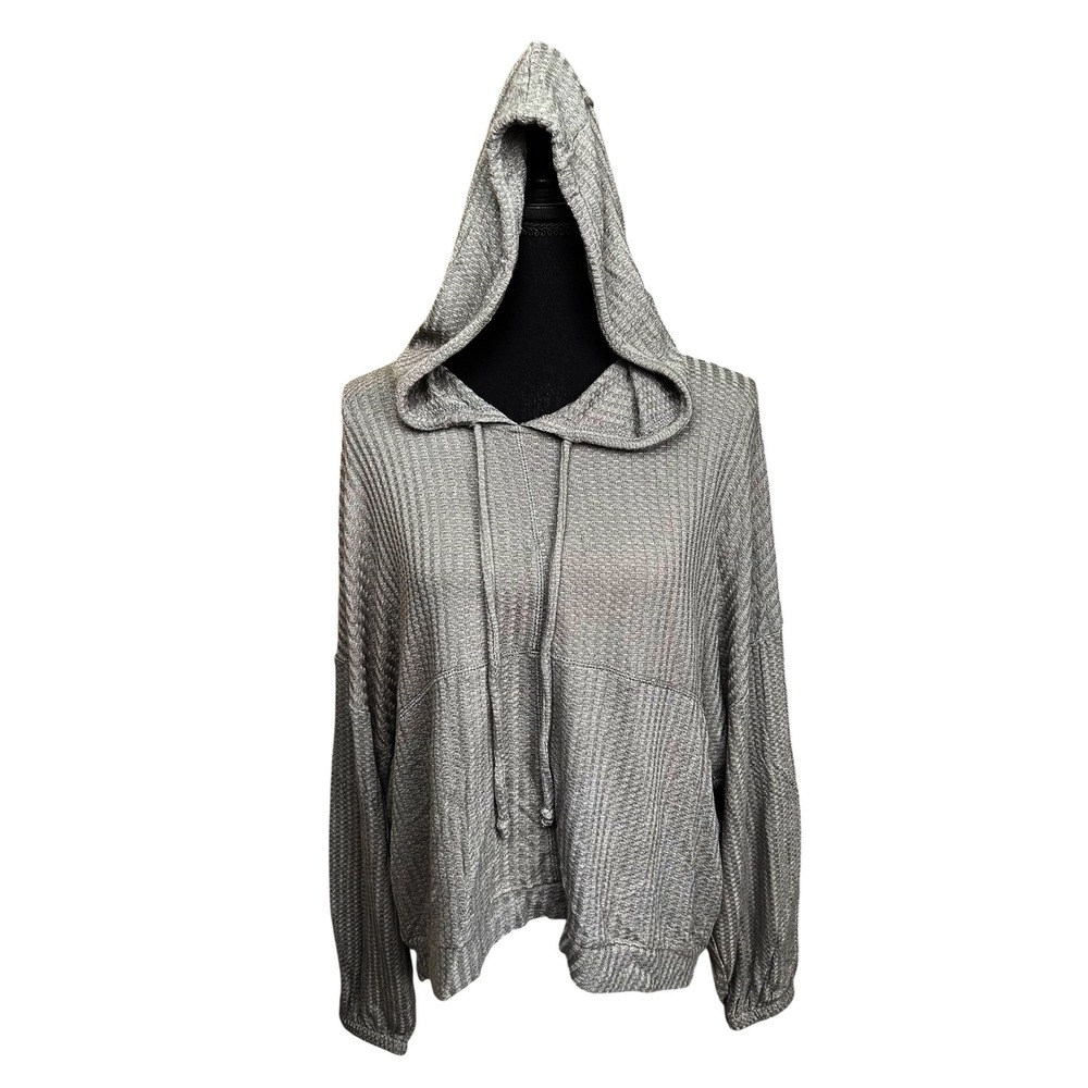 CHASER Womens Thermal L/S Drop Shoulder Pullover Hoodie‎ M flax
